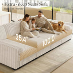 Belffin Plush Corduory Sectional Sleeper Sofa with Wide Deep Seat Modular Sectional Cloud Couches for Living Room. Beige Couch