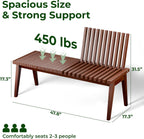 Melino Wooden Bench Outdoor 47" Convertible Acacia Wood Bench, Solid Wood Indoor Patio Benches for Outdoors, 3 in 1 Garden Bench for Porch Entryway Living Room Backyard Deck, Brown