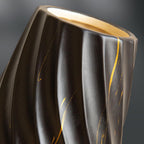 10 inch Tall Ribbed Ceramic Vase for Flowers,Boho Vases for Pampas Grass,Fluted vase,Simple Modern Decorative Vase for Home Decor Table Centerpieces (Black,Gold Marble)