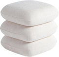 Get Set Style 360° Swivel Linen Ottoman, Modern Upholstered Foot Stool, Multifunctional Vanity Chair Accent Stool for Small Space, Living Room, Bedroom, Entryway, Warm Ivory