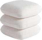 Get Set Style 360° Swivel Linen Ottoman, Modern Upholstered Foot Stool, Multifunctional Vanity Chair Accent Stool for Small Space, Living Room, Bedroom, Entryway, Warm Ivory