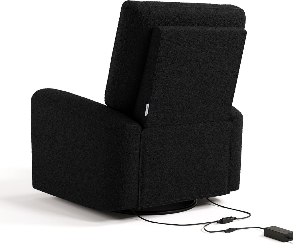 Storkcraft Sorrento Deluxe Power Recliner Swivel Glider – Premium Electronic Nursery Rocking Chair, Oeko-TEX 100 Certified, Includes Dual-USB Charging Port with USB-A & USB-C (Black Boucle)
