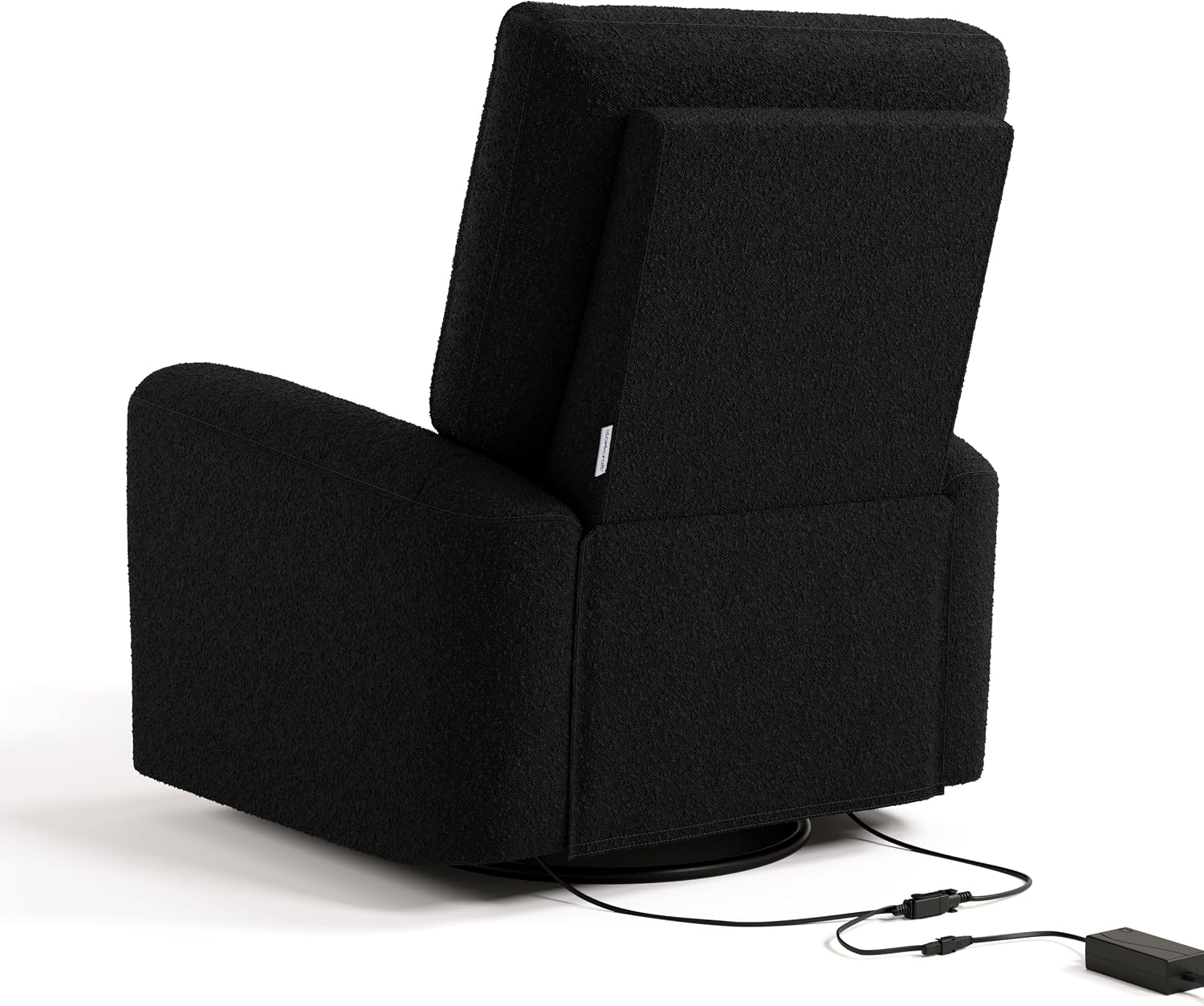 Storkcraft Sorrento Deluxe Power Recliner Swivel Glider – Premium Electronic Nursery Rocking Chair, Oeko-TEX 100 Certified, Includes Dual-USB Charging Port with USB-A & USB-C (Black Boucle)