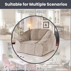 Bean Bag Chairs for Adults, Giant Beanbag Sofa Comfy Reading Chair, Oversized Bean Bag Chairs for Living Room Bedroom, Soft Faux Fur Fabric, 3.2FT, Khaki, Plush