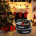 4 Pcs Christmas Wreath Storage Bag, Christmas Garland Storage Container with Clear Window, Zipper & Handle for Xmas Holiday Seasonal Wreath Garland Box(Black,30")