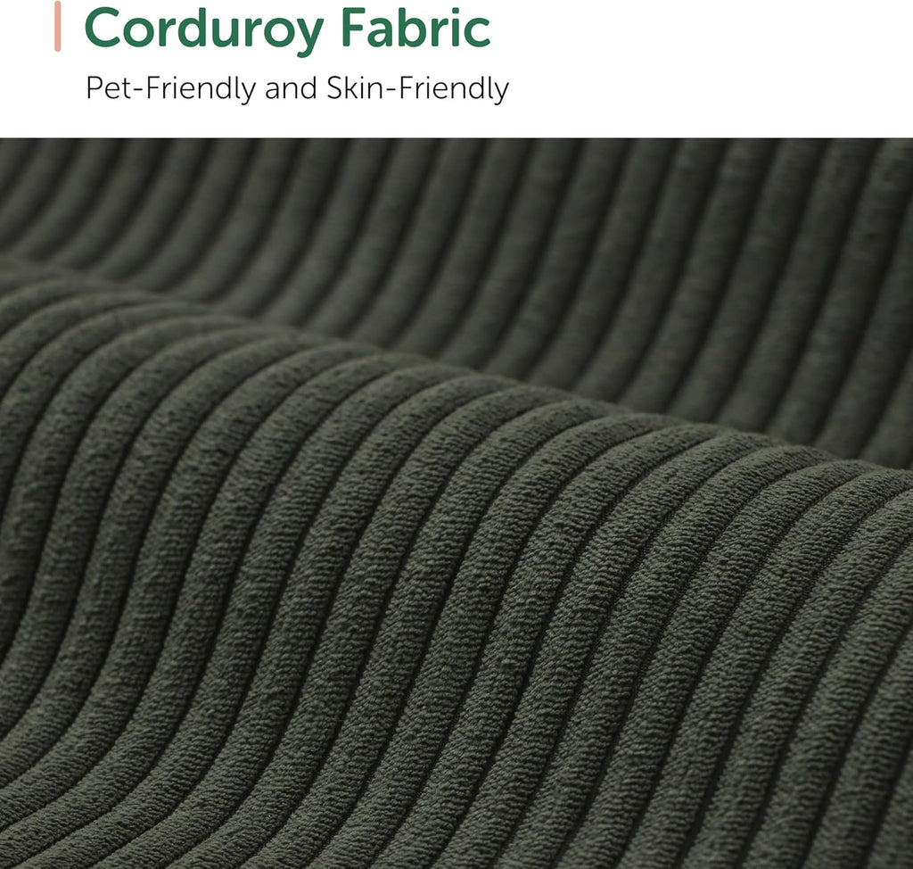HONBAY Modern Corduroy Ottoman Module Sofa, 28.4 Inch Square Ottoman Bench with Storage, Green