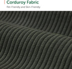 HONBAY Modern Corduroy Ottoman Module Sofa, 28.4 Inch Square Ottoman Bench with Storage, Green