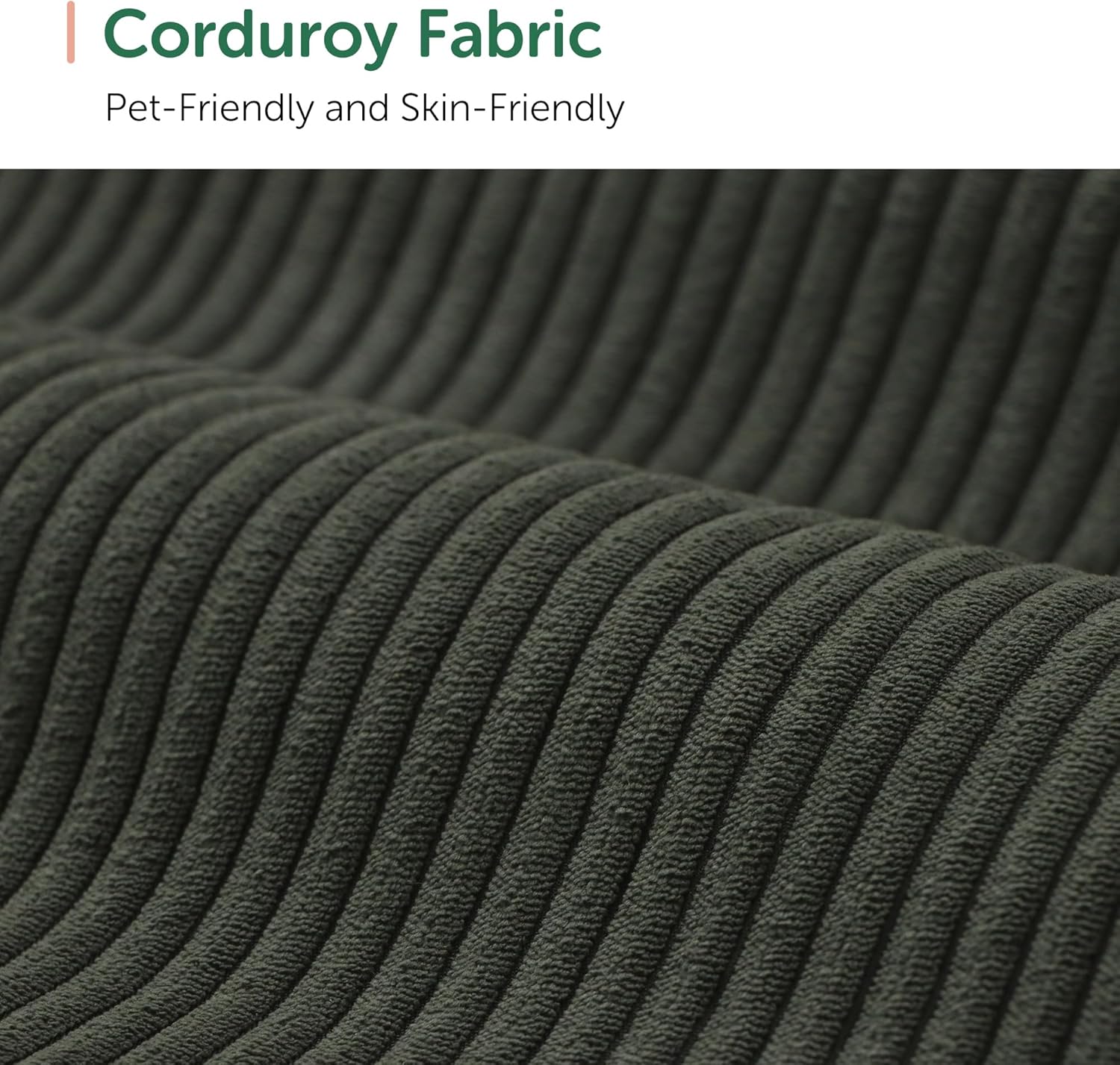HONBAY Modern Corduroy Ottoman Module Sofa, 28.4 Inch Square Ottoman Bench with Storage, Green