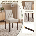 Upholstered Dining Chairs Set of 4 - Modern Parsons Kitchen & Dining Room Chair with Diamond Tufted Back, Solid Wooden Legs for Apartment, Café, Vanity