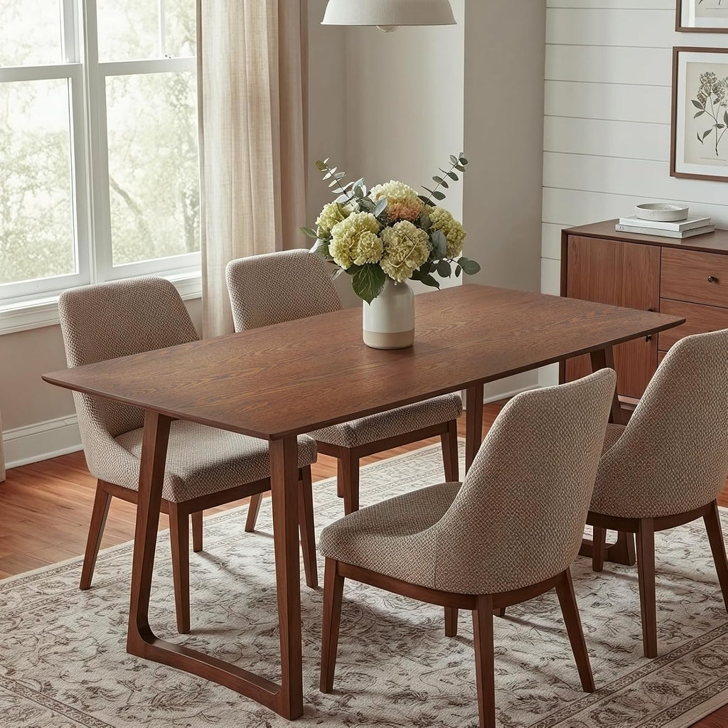 DUOMAY 63" Rectangular Dining Table for 6, Farmhouse Wooden Kitchen Table, Large Center Table, Modern Dinner Table for Living Room/Home/Restaurant, Walnut
