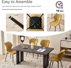 Dining Chairs Set of 4, [Water Resistant Fabric] Modern Upholstered Dining Room Kitchen Chairs with Metal Legs, Yellow (Only Chairs)