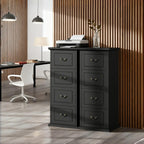 Tribesigns 4-Drawer File Cabinet, Tall Wood Filing Cabinet for A4/Letter/Legal Files, Vertical File Storage Printer Stand with Hanging Rails for Home Office, Black