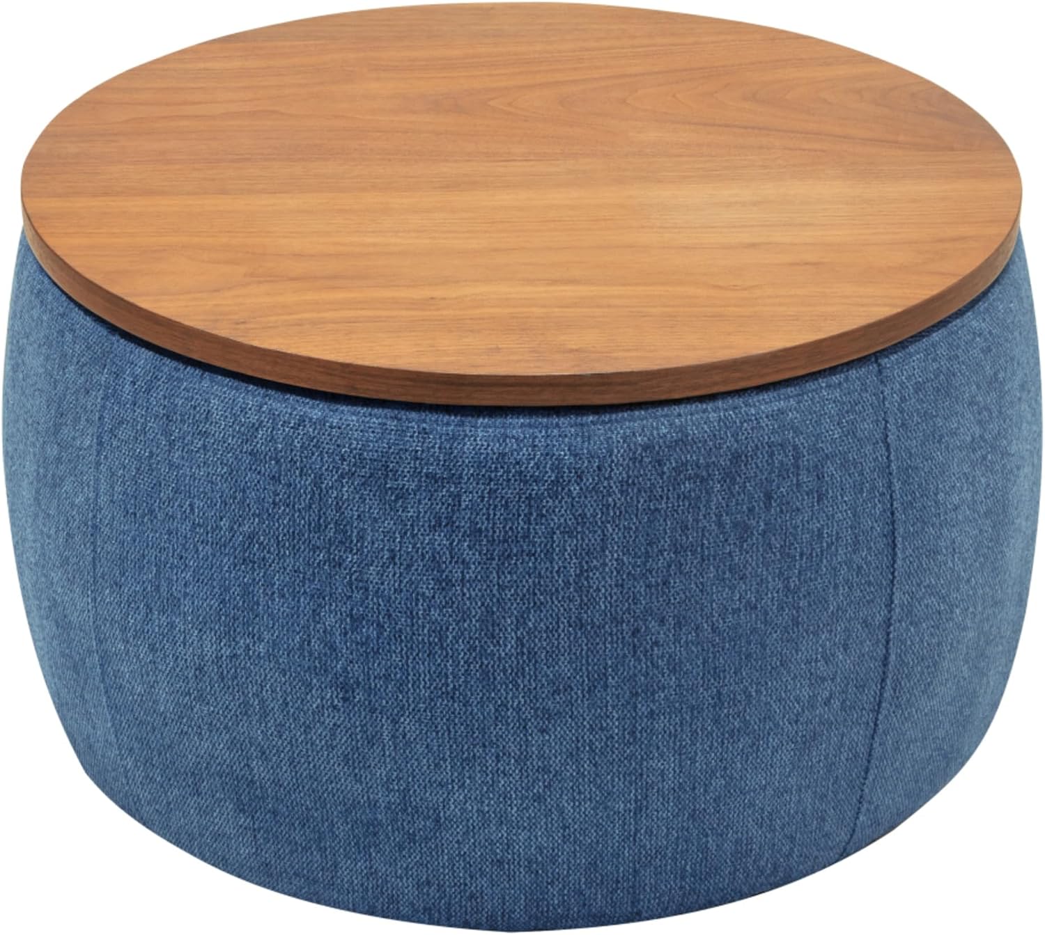 Round Storage Ottoman, 2 in 1 Multifunctional Ottoman, End Table & Footrest Stool with Hidden Storage for Living Room Bedroom Entryway (Navy)