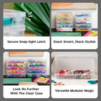 IRIS USA Clear Storage Cases, 10-Pack, |Made in USA|, Plastic Bead Organizing Containers with Snap Lid for Arts, Crafts, Ephemera, Stickers, & Dance Cheer, Clear - Medium