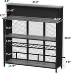 GDLF Home Bar Unit Mini Bar Liquor Cabinet with Storage and Footrest for Home Kitchen Pub (Grey)