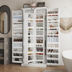 FUFU&GAGA Kitchen Pantry Cabinet Food Pantry with Door Racks & Rotating Racks, Drawers, Tall Kitchen Storage Cabinet with Shelves, Cupboard Bar Storage, White, 31.5”W x 19.7”D x 72.2”H