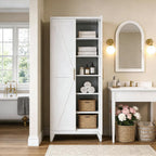 75.3" Tall Kitchen Pantry Storage Cabinet with 5 Adjustable Shelves, Metal Panty Cabinet with Doors, X-Shaped Embossed Panels, Heavy Duty Steel Storage Organizer for Home, Required Assembly
