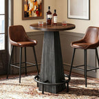 Tribesigns Round Bar Table, 37.4" High Pub Table with Metal Footrest, Drink Bar Station for Small Bars, Dining Room, Kitchen, Brown and Black