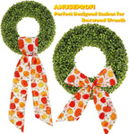 2Pcs Boxwood Wreath Sashes, Perfect Fall, Halloween, Christmas, Thanksgiving Decor, Wreath Satin Sash for Embroidery Monogram, Water Proof, No Fading, No Fear of Sun, Rain, Wind, Designed for Outdoor
