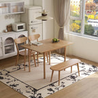 31"-47" Extendable Dining Table Chairs and bench Set for 4, Solid Wood Folding Kitchen Table with Oak Wood Legs, Space-Saving Dinner Tables for Living Room, Kitchen(Original, 1table+2chairs+1bench)
