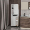 White Kitchen Pantry with Open Storage and 2 Doors,for Kitchen