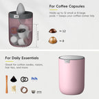 EKO Fandy 0.4 Gal/1.5L Mini Tabletop Trash Bin with Swing-Lid, Desktop Trash Can for Bathroom Countertop, Vanity, Coffee or Office, Small Garbage Bin (Pink)