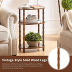 Side Table, 3-Tier Oval Accent Small End Table, Modern Oval Nightstand Accent Table for Small Space, Bedrooms, Living Room, Easy to Assemble, Rustic Brown