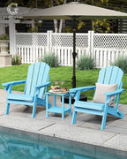 GREENVINES Folding-Adirondack-Chairs-Set-of-2 | HDPE Plastic | Fire Pit Chair | All Weather | Cup Holder | Arctic | for Deck Backyard Patio Outdoor Garden