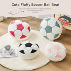 Soccer Pillow Football Round Cushion Soft Fluffy Soccerball Decorative Plush Pillow for Room Decor (Black, 12 Inch)