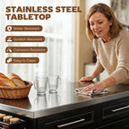 HOMCOM Rolling Kitchen Island Cart with 47" Stainless Steel Top Black | Portable Island Table for Kitchen, Wheels, Adjustable Shelves, 2 Drawers, Spice, Knife and Towel Rack