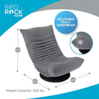 BIRDROCK HOME Swivel Floor Chair - 360 Adjustable Memory Foam Lounge Seat - Gaming - Comfortable Back Support - Cushion Dorm Rocker - Comfy for Reading Game Meditating - Fully Assembled (Grey)