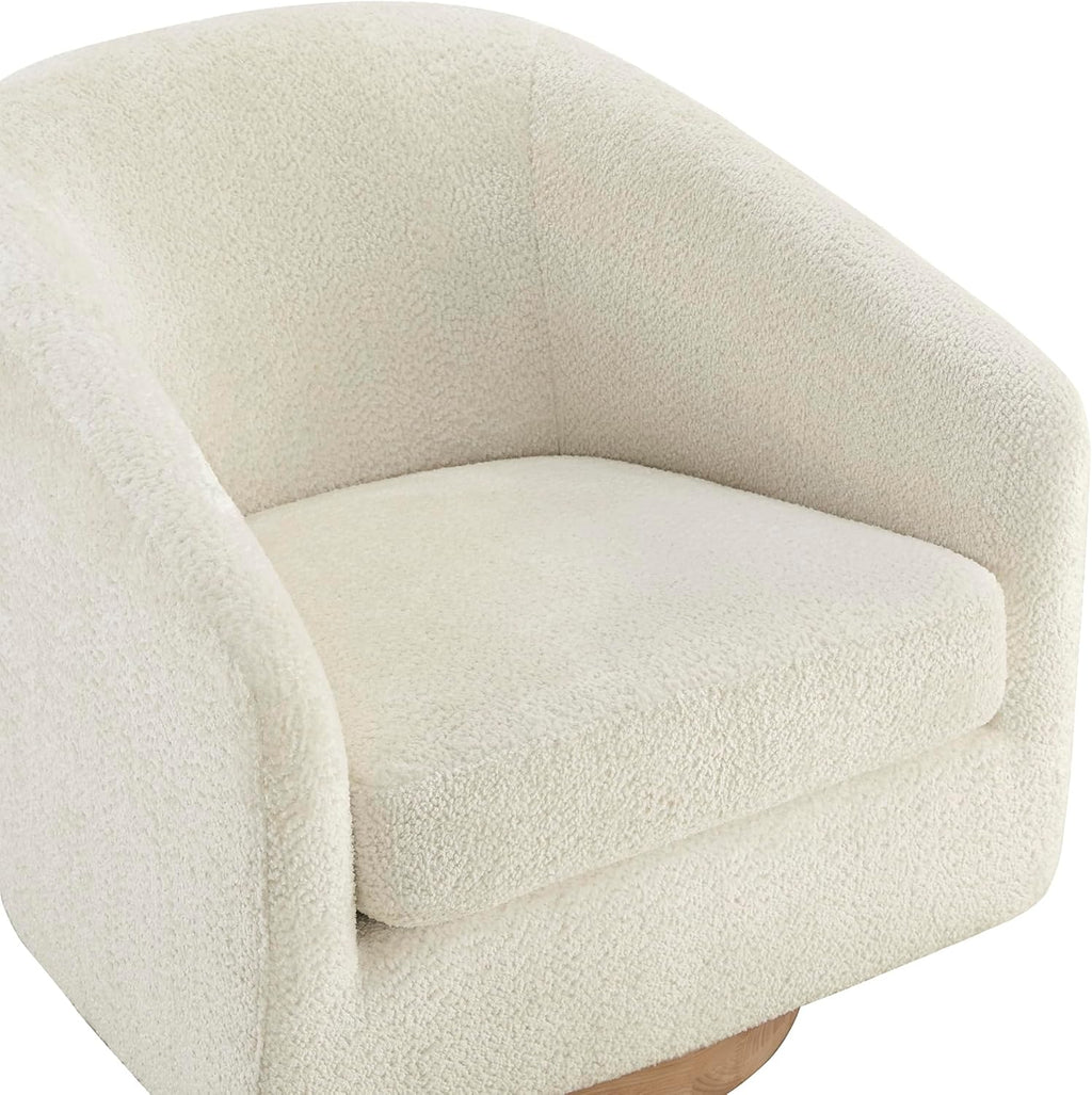 CHITA Swivel Accent Chair Set of 2, Fully Assembled Fabric Barrel Armchair with FSC Certified Upholstered for Living Room, Bedroom and Office, Cream