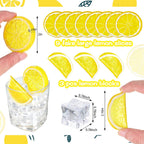 42 Pieces Acrylic Fake Lemon Slices Ice Cubes Artificial Plastic Lemon Slice Set Blocks Simulation Lemon Block Double Side Decorative Fake Fruit Model for Party Wedding Kitchen Decoration Photo Props