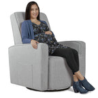 Evolur Holland Upholstered Plush Seating Glider Swivel, Glider Chair for Nursery in Light Grey, Modern Nursery Glider, Tool-Free Assembly, Easy to Clean, Environmentally Conscious Glider