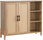 Mid-Century Modern Storage Cabinet, with Open Shelves & Adjustable Shelves, for Living Dining Room,for Kitchen Home