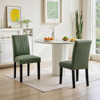 VECELO Upholstered Dining Chairs Set of 6, Modern PU Leather and Solid Wood Legs & High Back for Kitchen/Living Room- Green