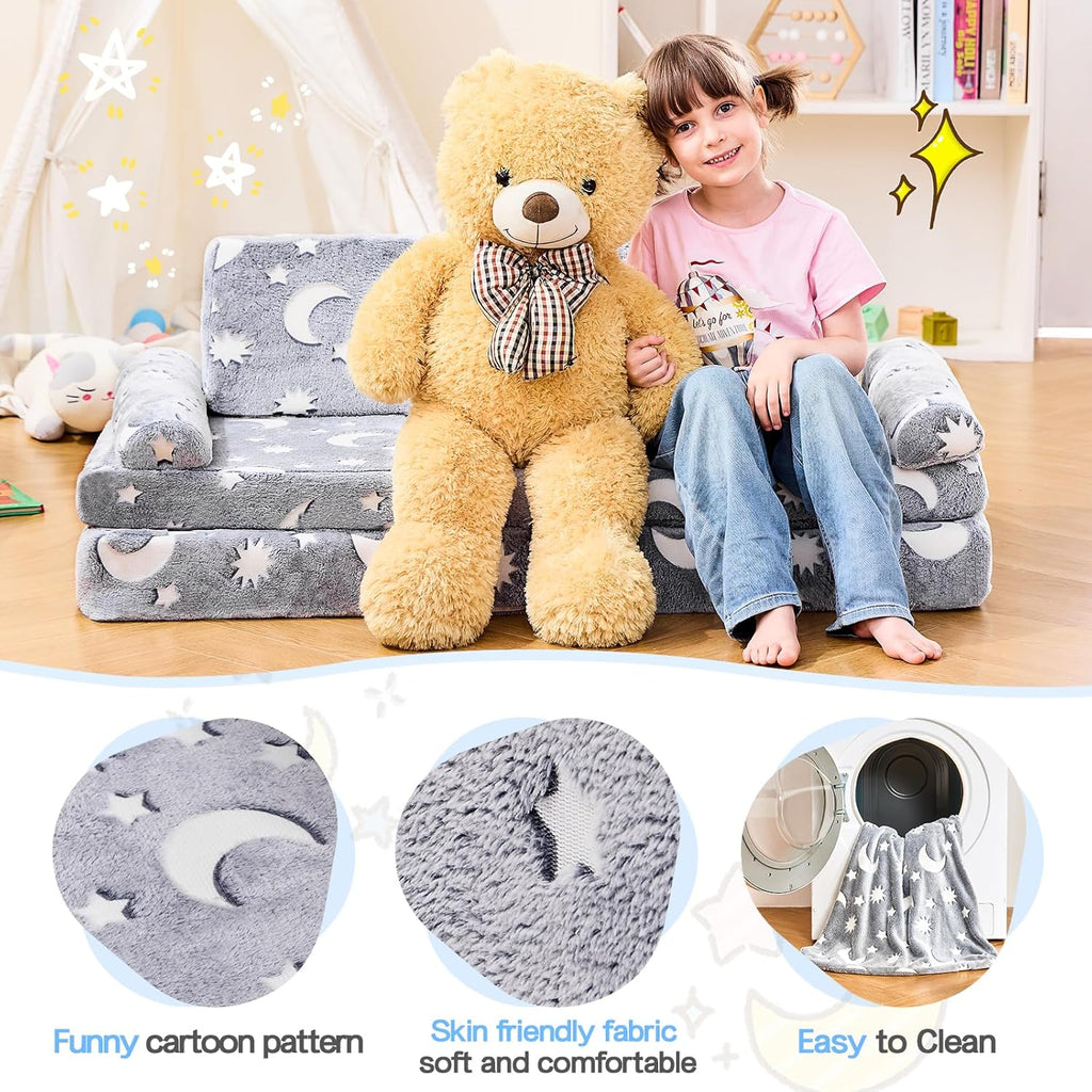 IFNOW Star Modular Kids Play Couch for Toddlers 1-3, Convertible & Washable Toddler Foam Couch for Playroom & Living Room, Glow-in-the-Dark, Apartment Friendly CPC Certified Building Fort Play Couch