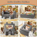 TOLEAD 11PCs Play Couch Sofa for Kids Imaginative Furniture Play Set for Creative Kids,Toddler to Teen Bedroom Furniture,Girls and Boys Playroom Sofa (Grey, 11PCs Play Couch)