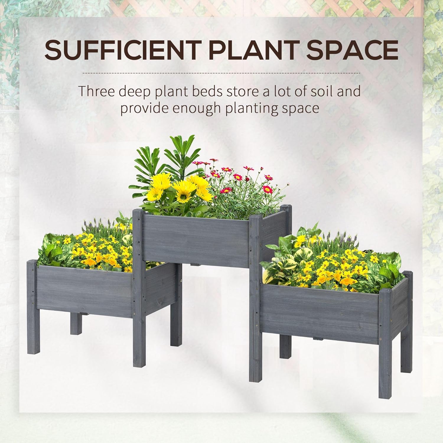 Ergonomic Three-Tier Raised Garden Bed for Vegetables and Herbs