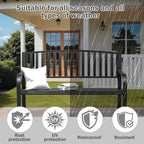 SHGJ&SOFT 50'' Outdoor Bench, Garden Bench, Outdoor Metal Frame Patio Park Bench with Backrest and Armrests,for Porch, Lawn,Garden,Yard (BK-08)