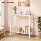 Tajsoon 28.3" Entryway Table, 2-Tier Small Consle Table for Entryway, Narrow Sofa Table with Shelves, Entrace Table for Hallway, Living Room, Corridor, Office, White