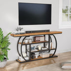 63” Industrial Console Table with 4-Tier Display Shelves, Narrow Long Sofa Table Behind Couch, Entryway/Hallway/Foyer Accent Table with Metal Frame for Living Room (Natrual Wood)