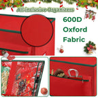WDZREE Large Christmas Ornament Storage Box, Stores Up to 72-4" Ornaments Balls, 3 Individual Trays with Adjustable, Christmas Container Perfect for Holiday Decorations, 600D Oxford Fabric Tear-Proof