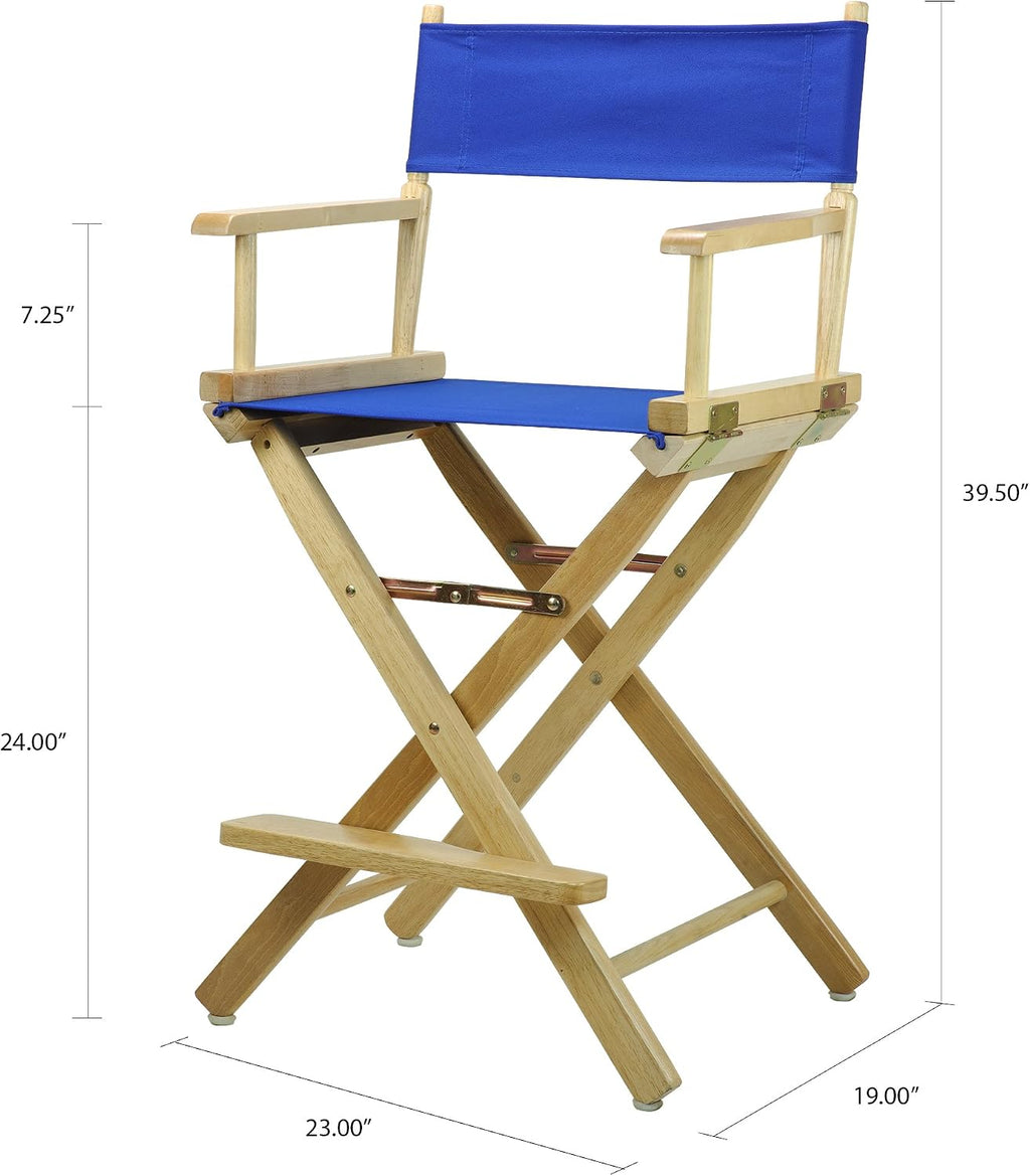 Casual Home 24" Director's Chair Natural Frame with Royal Blue Canvas, Counter Height