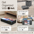 Reli. 90L Under Bed Storage Containers (4 Pack) | Closet Organizer with Clear Window | Underbed Storage Bins for Towels, Sweaters, Linens | Large Organizer for Closet (Black)