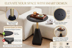 Round Wood Side Table, Coffee Nightstand Cocktail Drink Modern Accent Circle End Table, Wood Pedestal Base for Living Room, Bedroom, Small Spaces, Offices, Black