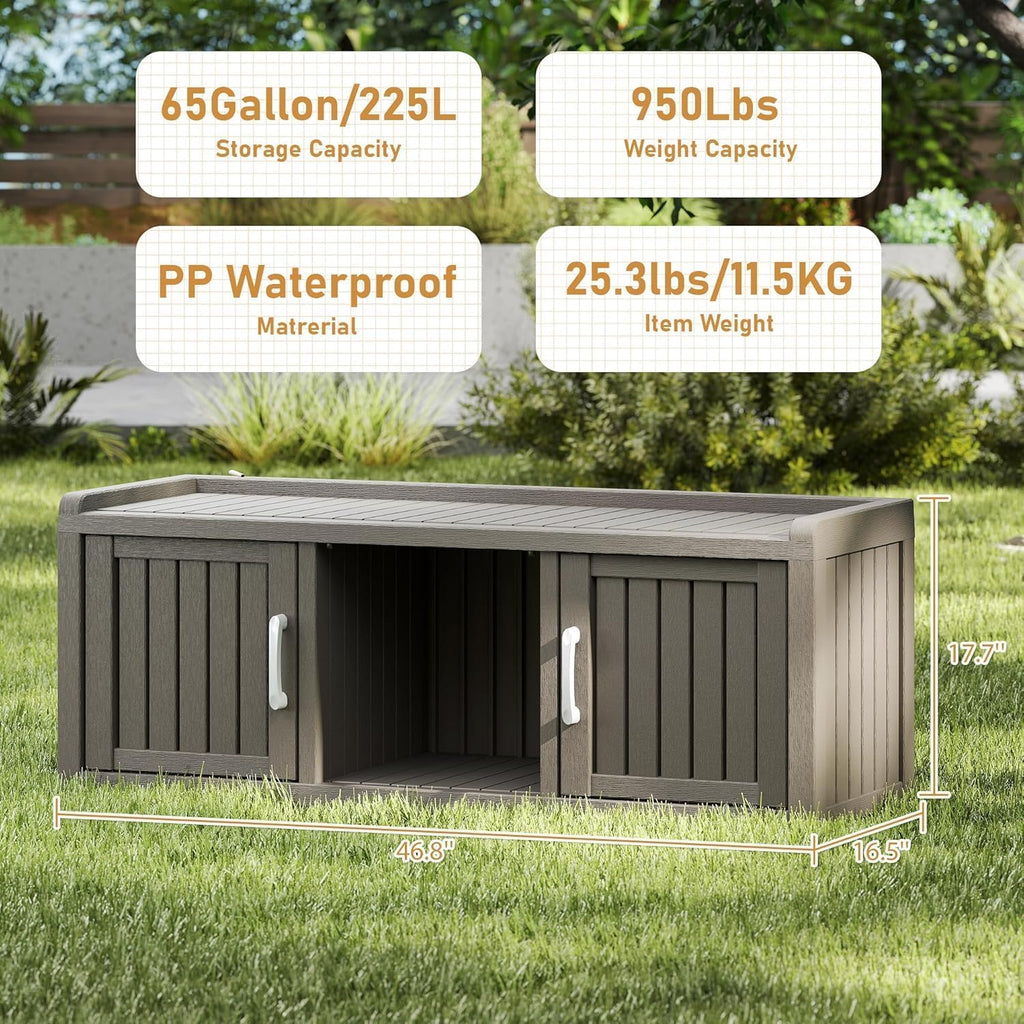 Outdoor Shoe Bench with Waterproof UV-Resistant Indoor Resin Shoe Cabinet Entryway Shoe Cabinet with 2 Doors or Entryway,Living Room,Bedroom,Black (2 Door)