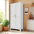 71'' Tall Kitchen Pantry Cabinet, Metal Storage Cabinet with 2 Doors and 4 Adjustable Shelves, Metal Pantry Cabinet with Lock for Dining Room, Living Room,White