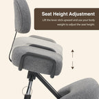 Ergonomic Kneeling Chair with Backrest, Improve Posture, Thick Cushions, Locking Wheels for Home & Office, AKONI 512B (Dim Grey)