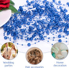 DomeStar 36 PCS Blue Pearl Strings for Floating Candle, Artificial Beads Strings Blue Faux Pearls Vase Fillers for Wedding Table Centerpiece DIY Garland